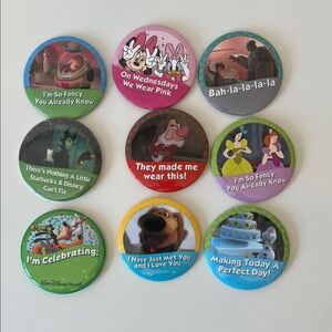 Disney Character Button Collection - Pink, Blue, Green